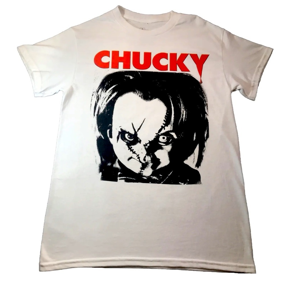 New Men’s Chucky White Graphic T-Shirt Size Small Halloween S/S Child’s Play